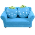 Costway Kids Double Strawberry Sofa Chair Children Couch Lounge Upholstered Armchair Blue