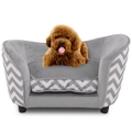 Costway Deluxe Pet Sofa Puppy Dog Bed Cat Lounge Couch Pet Furniture w/Removable Cushion & Storage Bag Grey