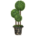 Costway Artificial Topiary Tree Ball Shaped Boxwood Faux Green Plant In Cement Pot UV Resistance Office Home Wedding Floral Decor
