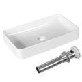 Costway Ceramic Basin Bathroom Vanity Sink Above Counter Hand Wash Bowl w/Pop Up Drain Plug