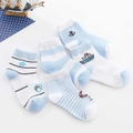 5 Pairs Kids Cartoon Print Socks Bears Navy Blue