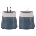 2x Ladelle Aster Delphinium Blue Stoneware Canister Food Storage Container w/Lid
