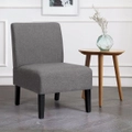 Costway Modern Accent Chair Upholstered Linen Dining Chair Wood Living Room Home Office Grey