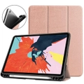 For iPad Air 10.9in (2020) Case, PU Leather Cover, 3-Fold Stand, Sleep/Wake Function, Pen Slot, Rose Gold