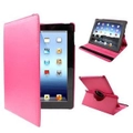 For iPad 2/3/4 Case, Rotatable Leather Durable Shielding Cover,Red Plum