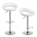 Costway 2x Metal Bar Stools Swivel Cafe PU Leather Dining Chair Counter Stools Kitchen Bistro Gas Lift White
