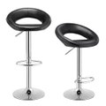 Costway 2x Metal Bar Stools Swivel Cafe PU Leather Dining Chair Counter Stools Kitchen Bistro Gas Lift Black