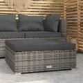 Garden Footrest with Cushion Grey 70x70x30 cm Poly RattanvidaXL
