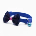 Adjustable Bowknot Bell Collar For Cat Dog Pets, Range 19-32cm, Blue