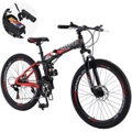 NORFLEX 26" Folding Mountain Bike*Shimano 21 Speed*Foldable Frame Suspension Red