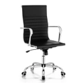 Costway High Back Office Visitor Chair 360° Swivel Desk Chair Leather Armchair Height Adjustment Work Study Meeting RoomBlack