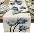 Tulip Flower Linen Table Runner