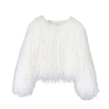 Catzon Womens Shaggy Faux Fur Outwear Short Thermal Coat-White