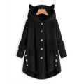 Catzon Cat Ear Hoodies Jacket Casual Fleece Warm Coat-Black