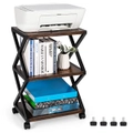 Costway 3-Tier Mobile Printer Stand Trolley Wood Printer Table Storage Shelf Living Office, Cafe