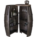 80 Bottle Iron & Wood Barrel Bar Wine Rack Cabinet