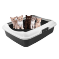 CAT LITTER TRAYS w/ RIM 48x39x15cm [3 Pack] Kitten Durable High Walls Avoid Mess Kitty Litter Tray Cleanup Products for Cats Easy to Clean Leak Proof