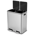 Costway 60L Rubbish Bin Pedal Dual Compartment Stainless Steel Waste Garbage Trash Can Kitchen