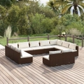 11 Piece Garden Lounge Set with Cushions Brown Poly Rattan vidaXL