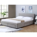 Nicole Upholstered Fabric Double Bed with Drawers