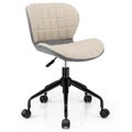 Costway Executive Chair Mobile Desk Office Chair Linen Fabric Chairs Height Adjustment Work Study Grey