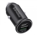 Promate BULLET-PD60 60W Mini Car Charger, Dual Port Charging, 1 x USB-C, 1 x USB-A,Protection Against Over Charging - Black [BULLET-PD60]