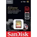 Sandisk Extreme SD Card 64GB 128GB 256GB Memory Card DSLR 4K UHD Video Camera