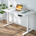 Adjustable Height Electric Standing Desk Motorised Stand Up Desk Sit Stand Desk 140cm Splice Board White Frame/White Table Top