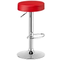 Costway Kitchen Bar Stools Swivel Dining Chair PU Leather Counter Stools Gas Lift Bistro Cafe Living Room Red
