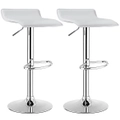 Costway 360° Swivel Bar Stools Gas Lift Dining Chair Counter Stools PU Fabric Bistro Kitchen White