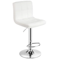 Costway L-Shape Bar Stools Gas Lift Swivel Dining Chair PU Leather Counter Stools Bistro Kitchen White