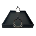 Stefano Tray With Stirrups - Black Leather