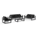 Santorini 3+2+1 With Coffee Table In Charcoal With Denim Grey Cushions - Charcoal with Denim