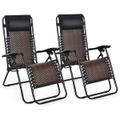 Costway 2x Zero Gravity Recliner Outdoor Sun Lounge Folding Beach Chairs Patio Yard Terrace w/Adjustable Headrest