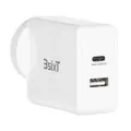 3sixT Wall Charger Dual Port Adapter 30W USB-A/USB-C f/Mobile Smartphones/Tablet