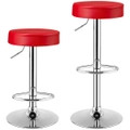 Giantex 2x Kitchen Bar Stools PU Swivel Dining Chair Gas Lift Counter Stools Bistro Cafe Red