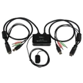 Star Tech KVM Switch 2 Port w/ HDMI Cable/3.5mm Jack/Remote Switch/Windows/Mac