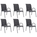 Stackable Garden Chairs 6 pcs Steel and Textilene Anthracite vidaXL