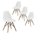 Set Of 4 Replica Dining Chair Eiffel Design Wooden Legs - White