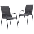 Stackable Garden Chairs 2 pcs Steel and Textilene Anthracite vidaXL