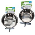 Stainless Steel Bird Feeder Hang-on Parrot Food Water Bowl Crates Cages