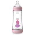 Chicco Perfect 5 Silicone Bottle Fast Flow (Pink) - 300mL