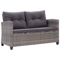 2-Seater Garden Sofa with Cushions Grey 124 cm Poly Rattan vidaXL
