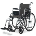 EQUIPMED Portable Wheelchair Folding Lightweight Wheel Chair Mobility Aid, Grey