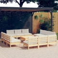 13 Piece Garden Lounge Set with Cream Cushions Pinewood vidaXL