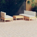 6 Piece Garden Lounge Set with Cream Cushions Pinewood vidaXL