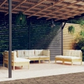 7 Piece Garden Lounge Set with Cream Cushions Solid Pinewood vidaXL