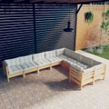 9 Piece Garden Lounge Set with Cream Cushions Pinewood vidaXL