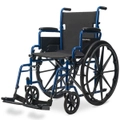EQUIPMED Portable Wheelchair Folding Lightweight Mobility Wheel Chair 24" Inch Elderly Aid, Blue