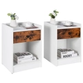 Costway 2x Bedside Tables Drawer Side Table Wood Lamp Nightstand Storage Cabinet w/Storage Shelf Bedroom Living White